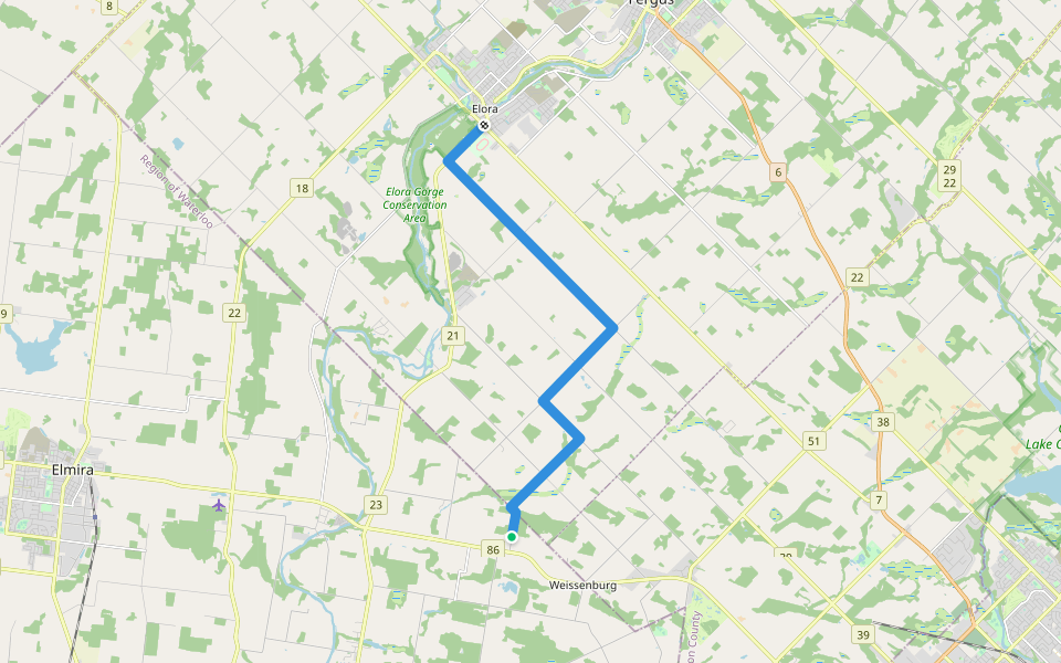 Cottontail Road Trail (hiking) walking route map in West Montrose