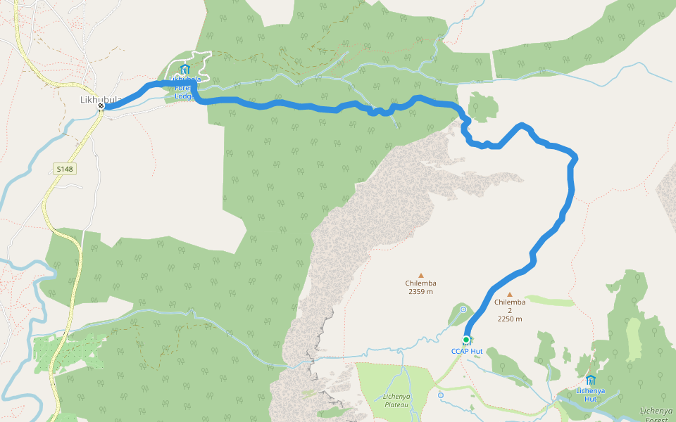 The Milk Run walking route map in Mulanje