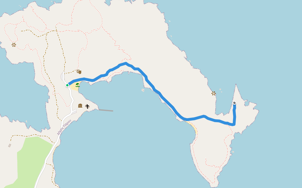 Main Route 3 walking route map in Naousa
