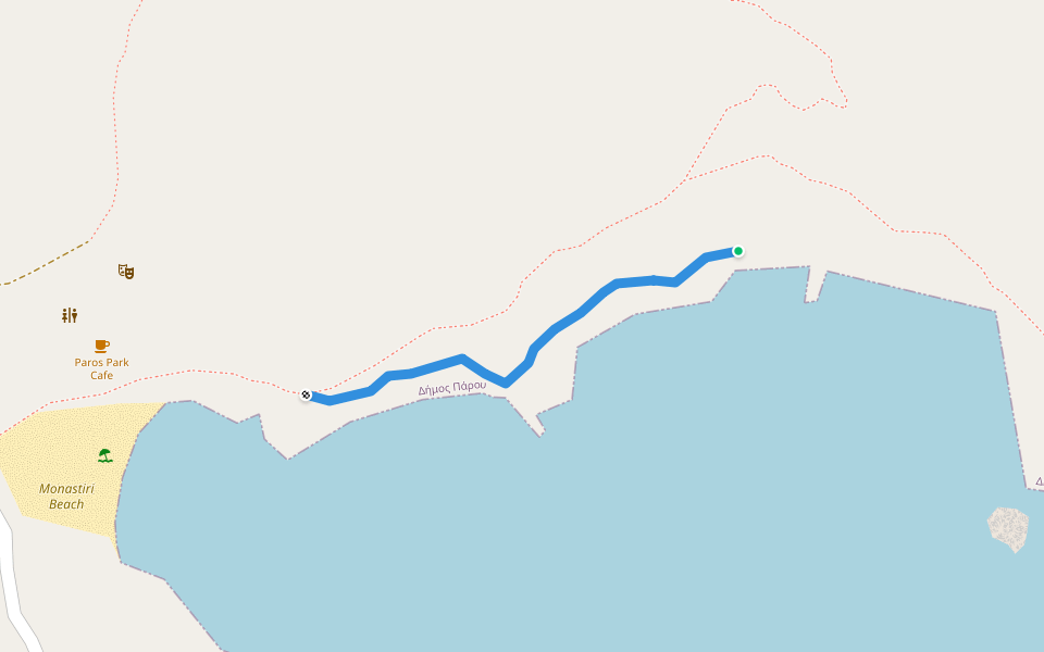 Detour of blue 3 walking route map in Naousa
