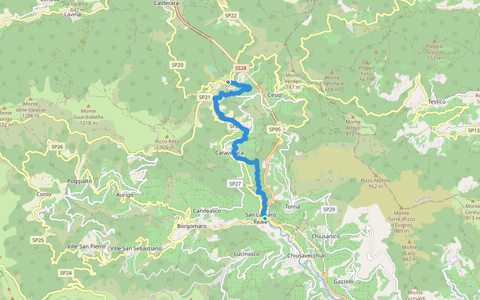 Strada Reale walking route map in San Lazzaro Reale