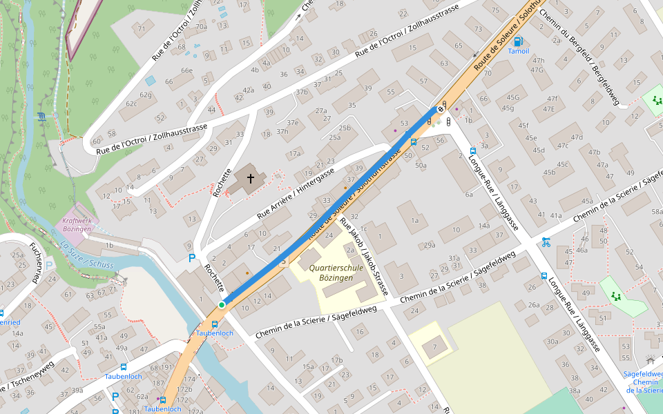 Bözingen/Taubenloch - fixme walking route map in Biel