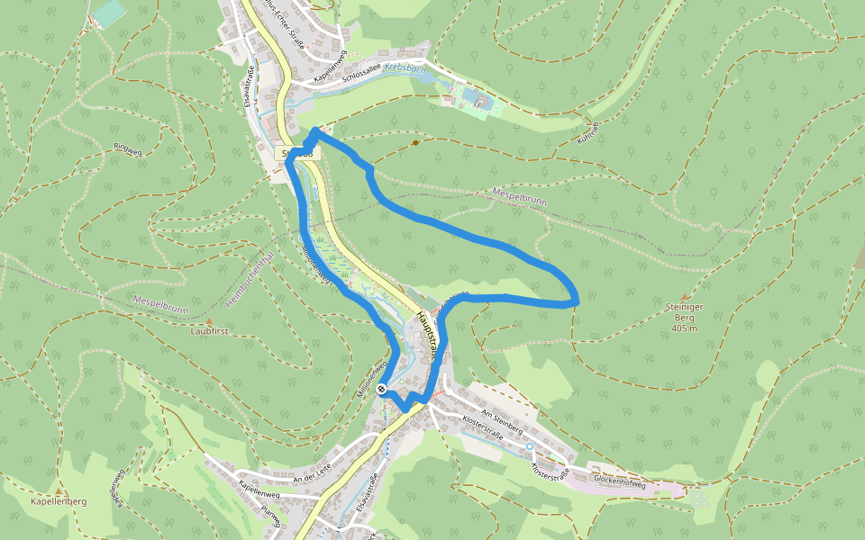 Roter Hase, Rundwanderweg Mespelbrunn walking route map in Heimbuchenthal