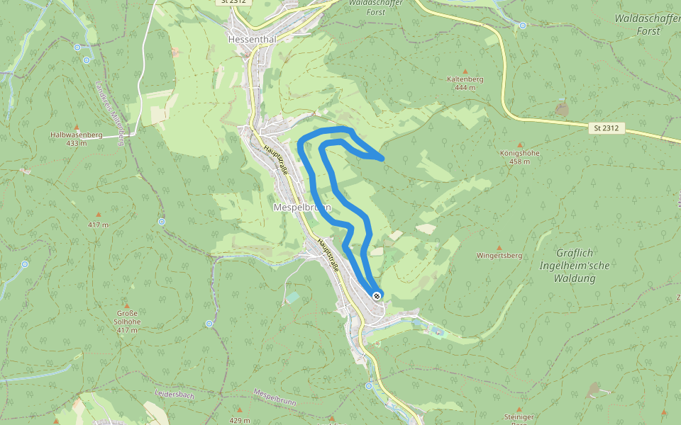 Nordic Walking 1 Blau Mespelbrunn walking route map in Mespelbrunn