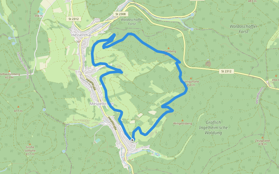 Nordic Walking 3 Schwarz Mespelbrunn walking route map in Mespelbrunn