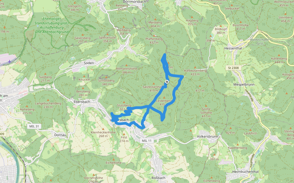 Nordic Walking 3 Schwarz Leidersbach walking route map in Leidersbach