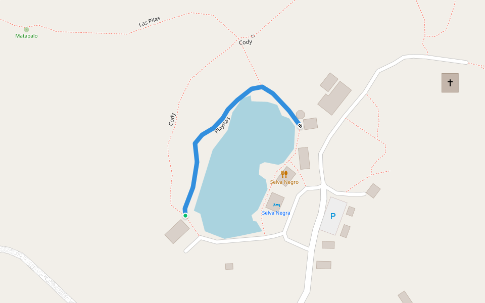 Playitas walking route map in Selva Negra