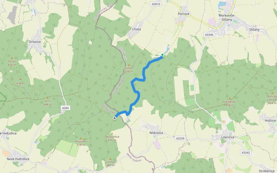 [Ž] Nad Kozojedskem - Lhota u Pačlavic walking route map in Pačlavice