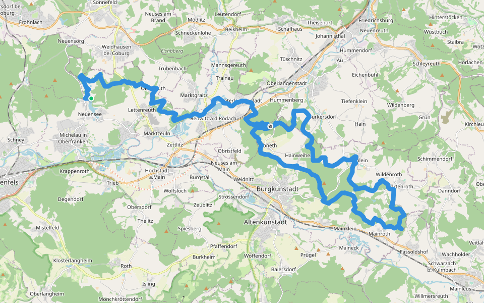 Gottesgartenrundweg Nord walking route map in Michelau in Oberfranken