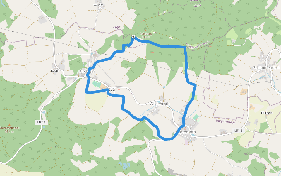 Sieben-Fuhren-Weg walking route map in Küps