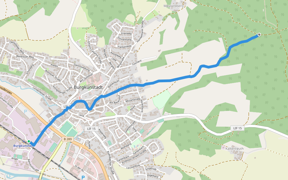 Zubringerweg Bahnhof Burgkunstadt - Tafel 1525 walking route map in Burgkunstadt