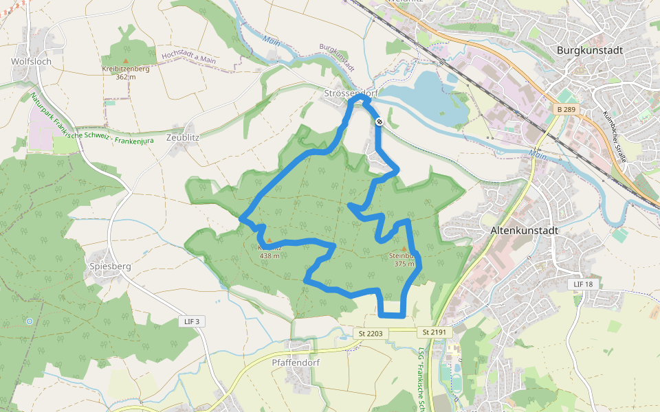 Kulmitzberg-Rundweg walking route map in Altenkunstadt