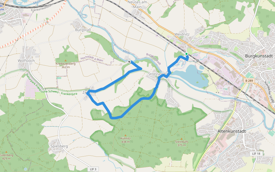 Strössendorfer Weg/Main-Aussichts-Weg walking route map in Burgkunstadt
