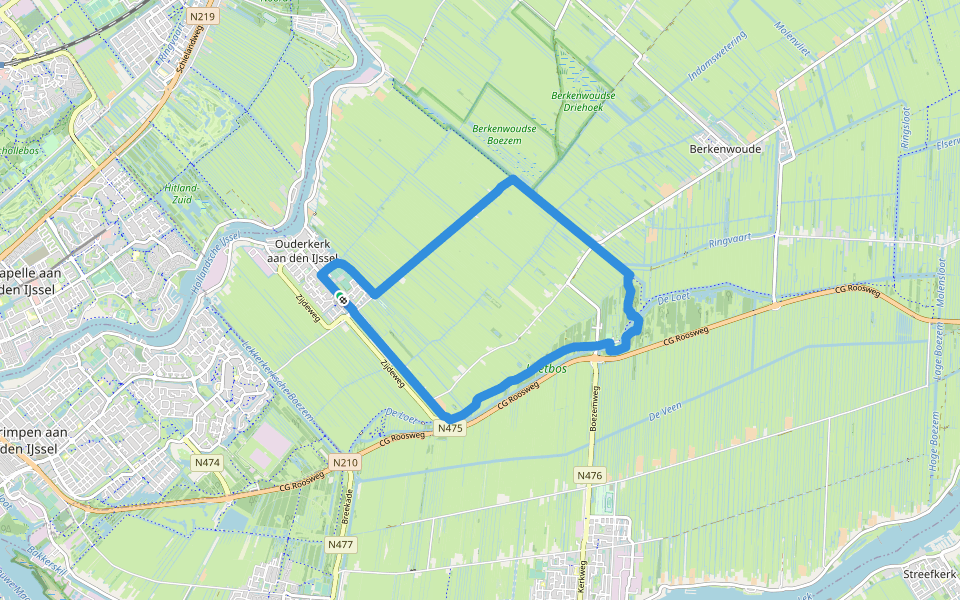 Loetbosroute walking route map in Ouderkerk aan den IJssel