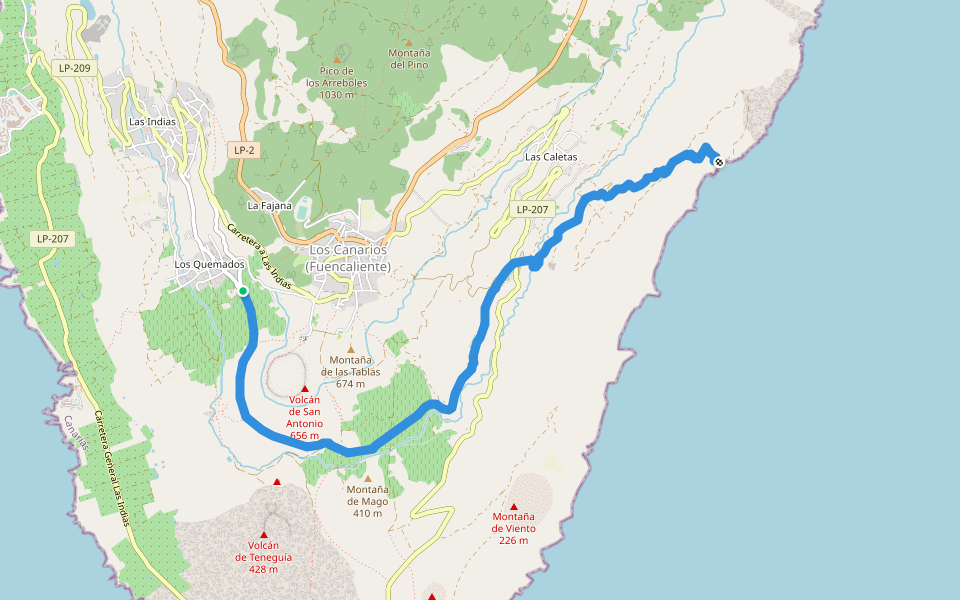 SL LP 112 Los Quemados – El Puertito walking route map in Los Quemados