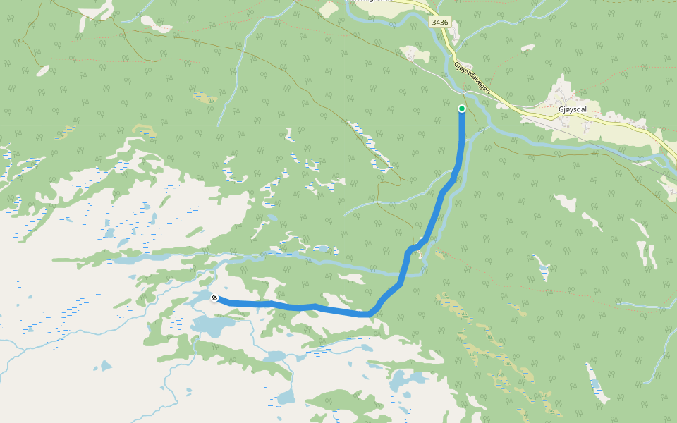 Fjosstaulvegen walking route map in Atrå