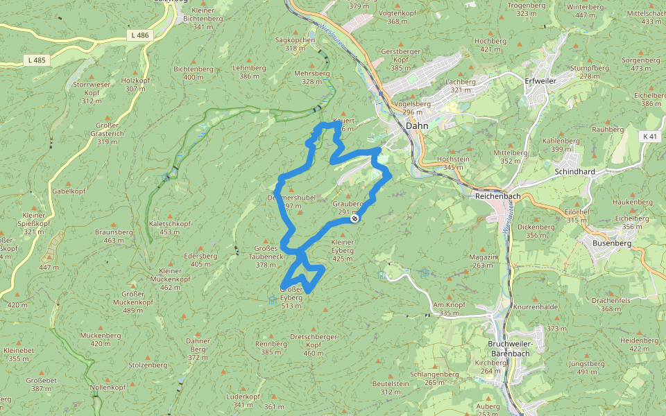 Eyberg-Tour walking route map in Dahn