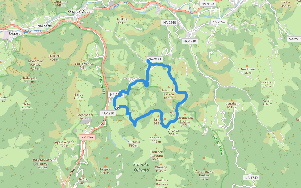 PR-NA 1 Abartan walking route map in Berroeta