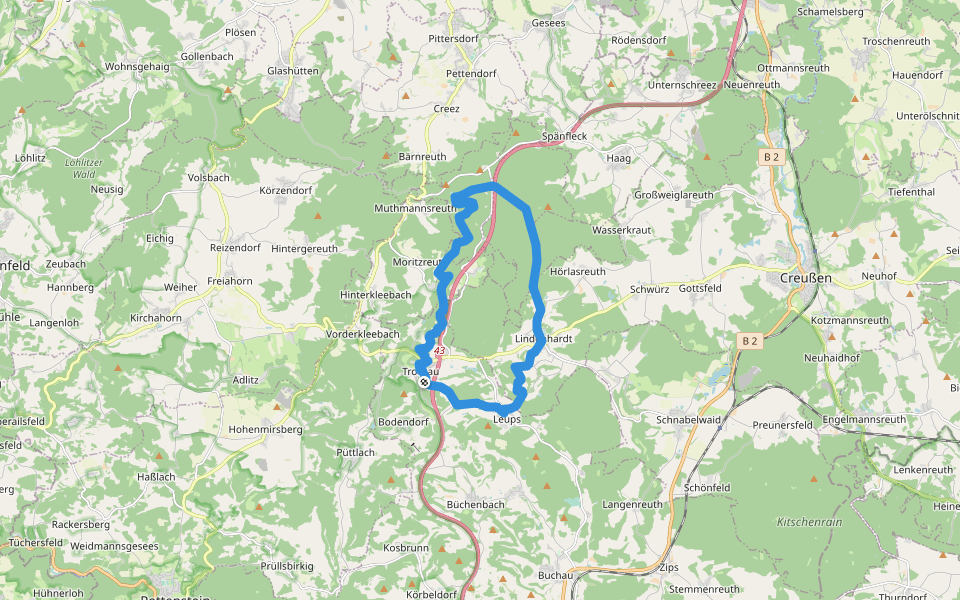 Weiglathal Rundwanderweg Nr. 1 walking route map in Pegnitz