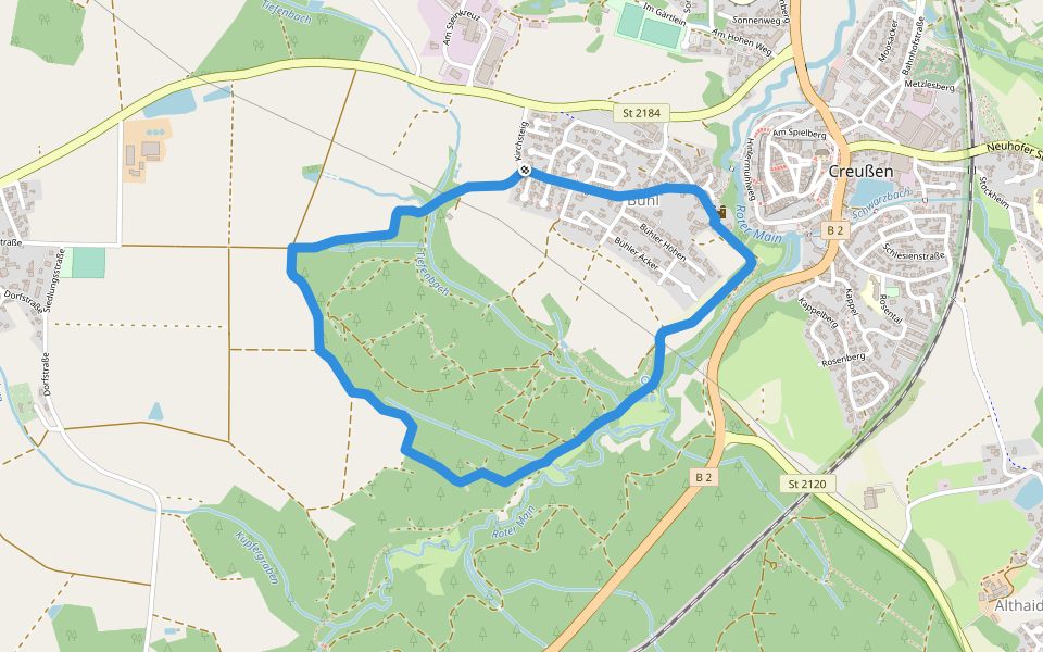 Naturlehrpfad Oberes Rotmaintal walking route map in Creußen
