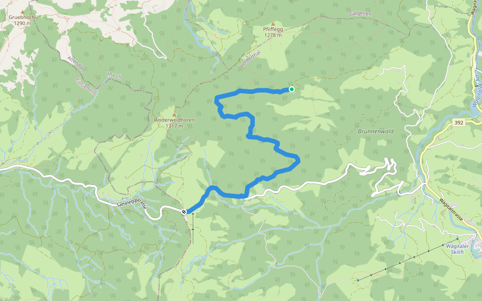Tuggner Hüttli - Sattelegg walking route map in Vorderthal