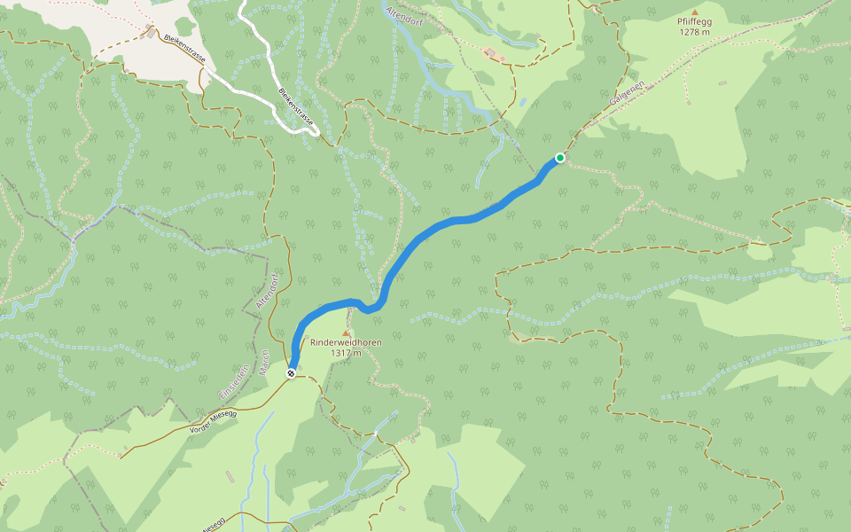Zauggenhütte - Rinderweidhorn walking route map in Vorderthal