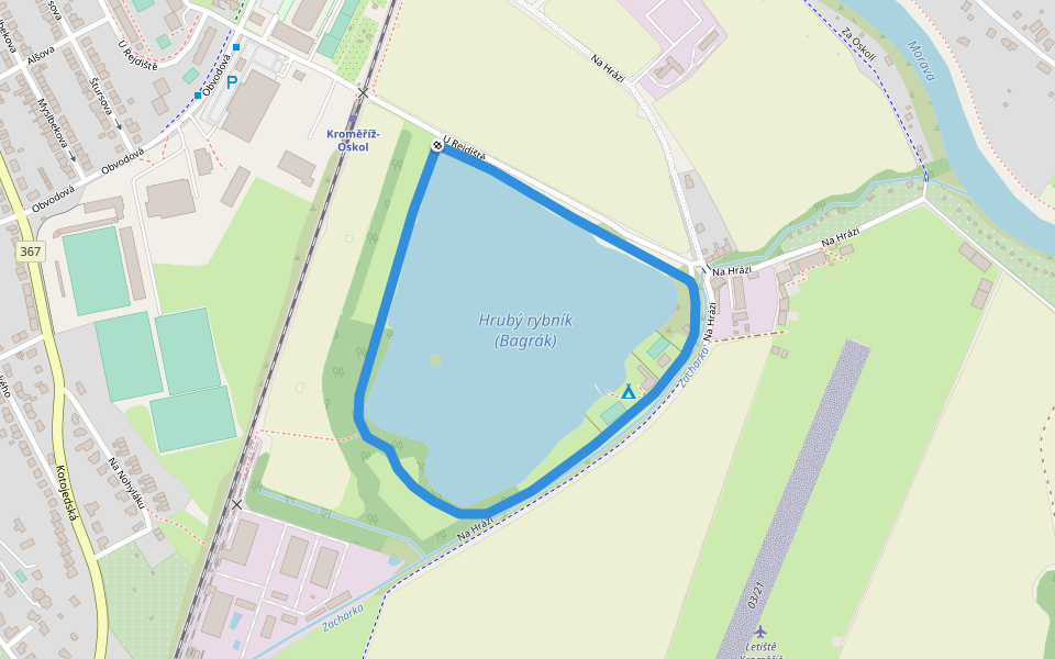 NS Hráza walking route map in Kroměříž