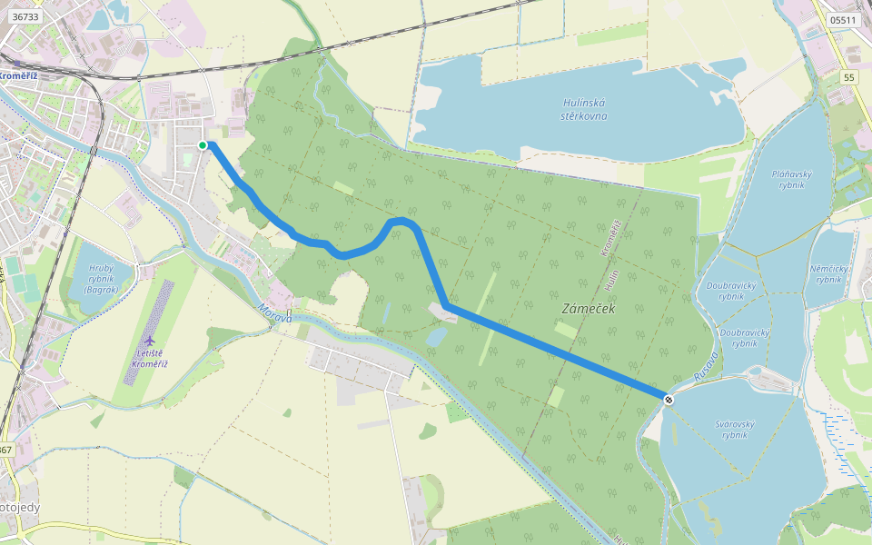 NS Planorbis walking route map in Kroměříž