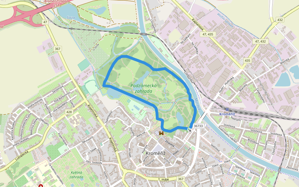 NS Hráza walking route map in Kroměříž