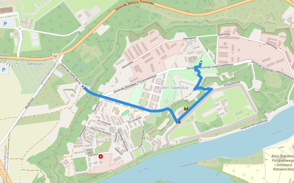 Twierdza Modlin, Muzeum - Twierdza Modlin, Cmentarz walking route map in Nowy Dwór Mazowiecki