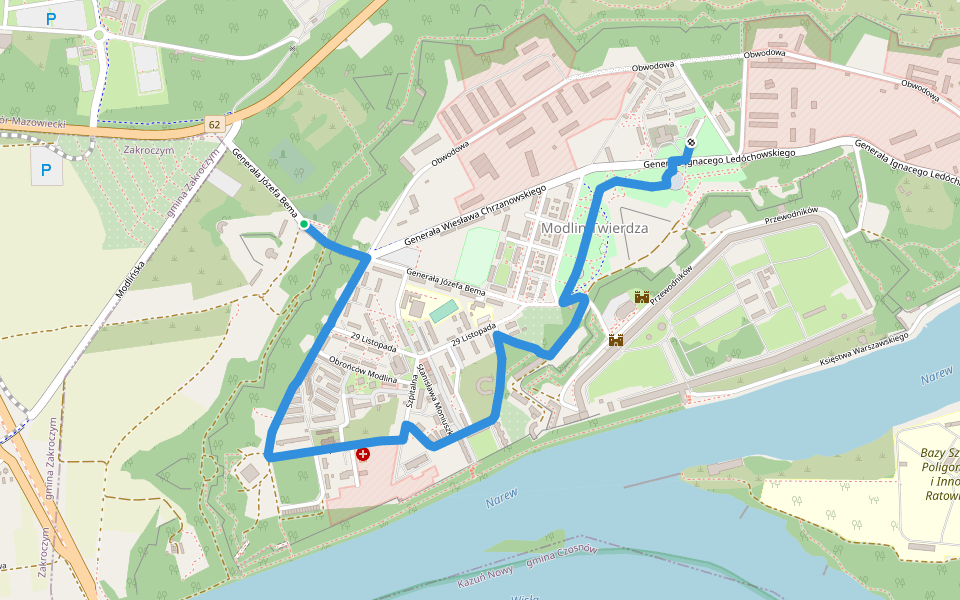 Twierdza Modlin, Muzeum - Twierdza Modlin, Cmentarz walking route map in Nowy Dwór Mazowiecki