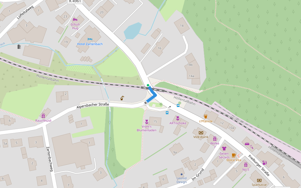 Hinterzarten Bahnunterführung Nord - Hinterzarten Bahnunterführung Süd