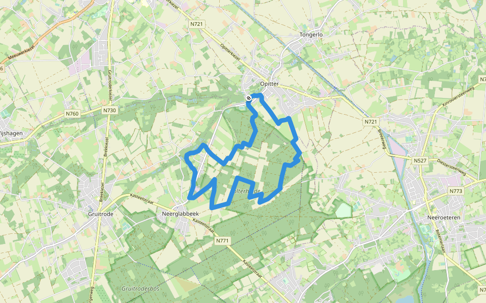 Solterheide Gele zeshoek walking route map in Bree