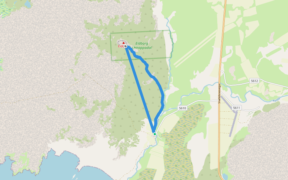 Eldborg walking route map in Borgarnes