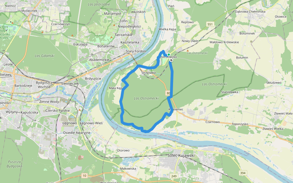 Okolice Ostromecka, im. prof Krystyny Wyrostkiewicz walking route map in Ostromecko