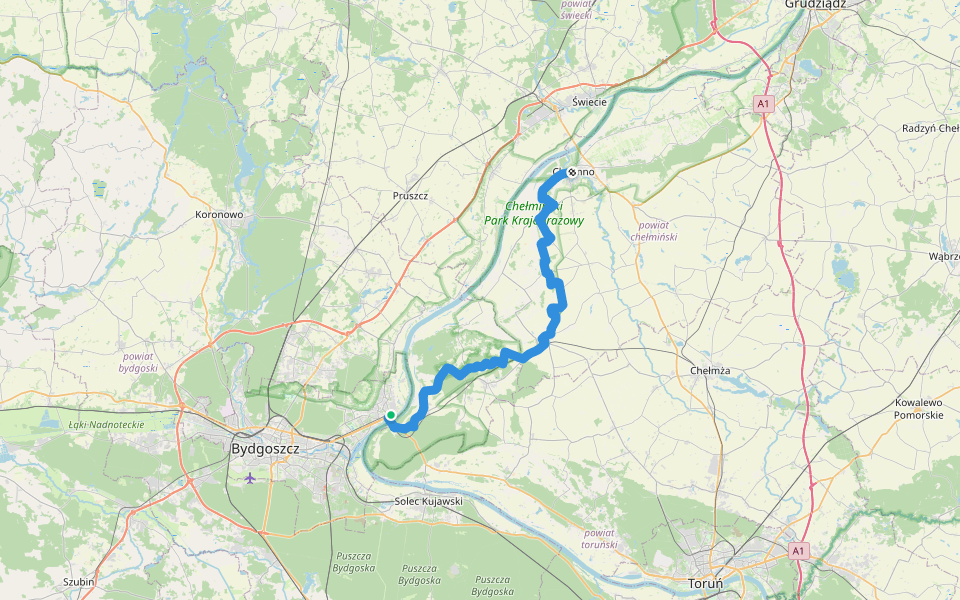 Szlak Rezerwatów Chełmińskich walking route map in Bydgoszcz