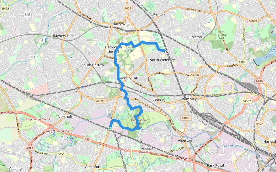Capital Ring (Section 09) walking route map in Greenford