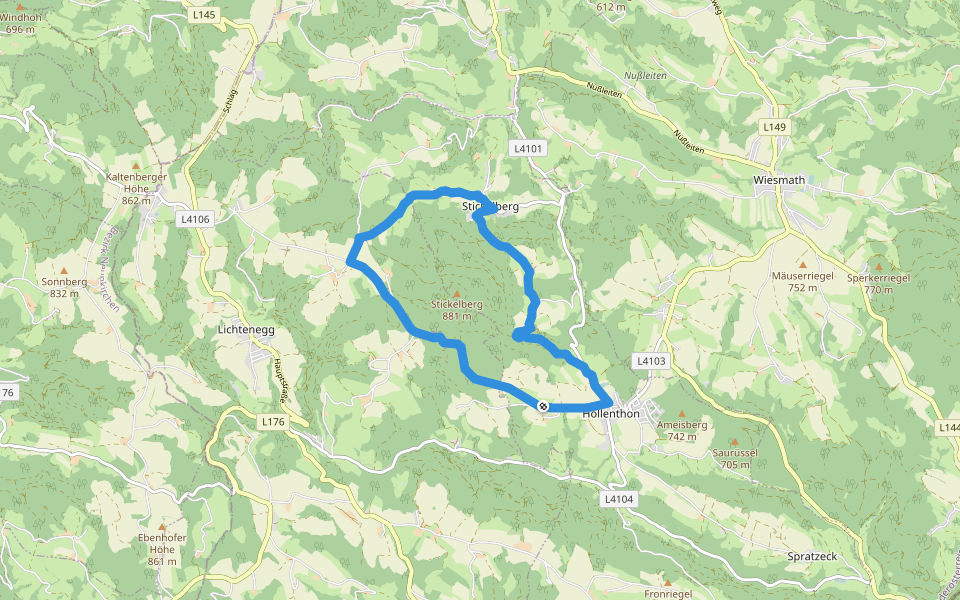 Hollenthon - Pesendorf - Stickelberg - Fuchsbauer - Hollenthon walking route map in Lehen
