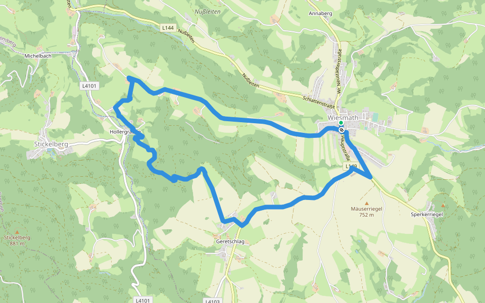 Wiesmath - Badstuberkapelle - Judenbauer - Geretschlag - Wiesmath walking route map in Wiesmath