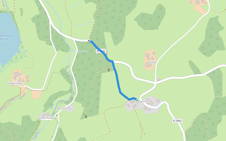Nebenweg des Schwäbischen Albvereins (rotes Kreuz) walking route map in Wangen im Allgäu