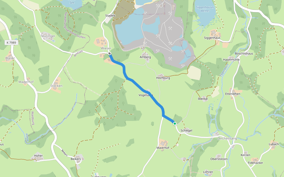 Querweg des Schwäbischen Albvereins (blauer Punkt) walking route map in Amtzell