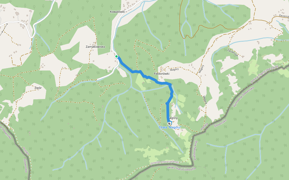 Szlak Chatkowy "Magóry" walking route map in Piwniczna-Zdrój