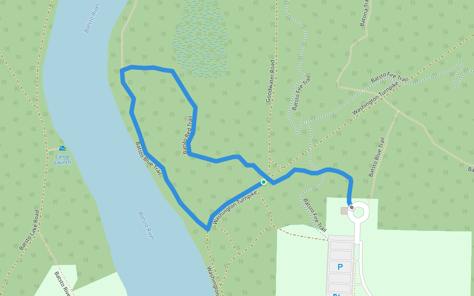 Batsto Red Trail walking route map in Hammonton