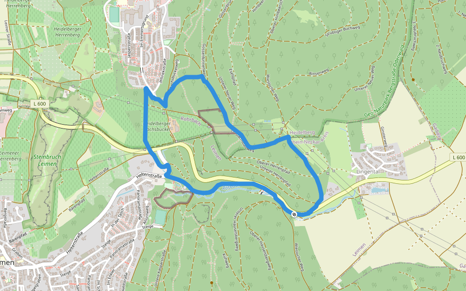 Rundwanderweg Hirschgrund 10: Emmertsgrund-Weg walking route map in Leimen