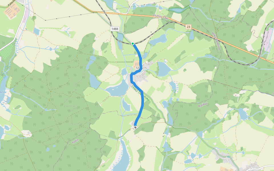 [M] Holenský Dvůr - Mnich (žst.) walking route map in Kardašova Řečice