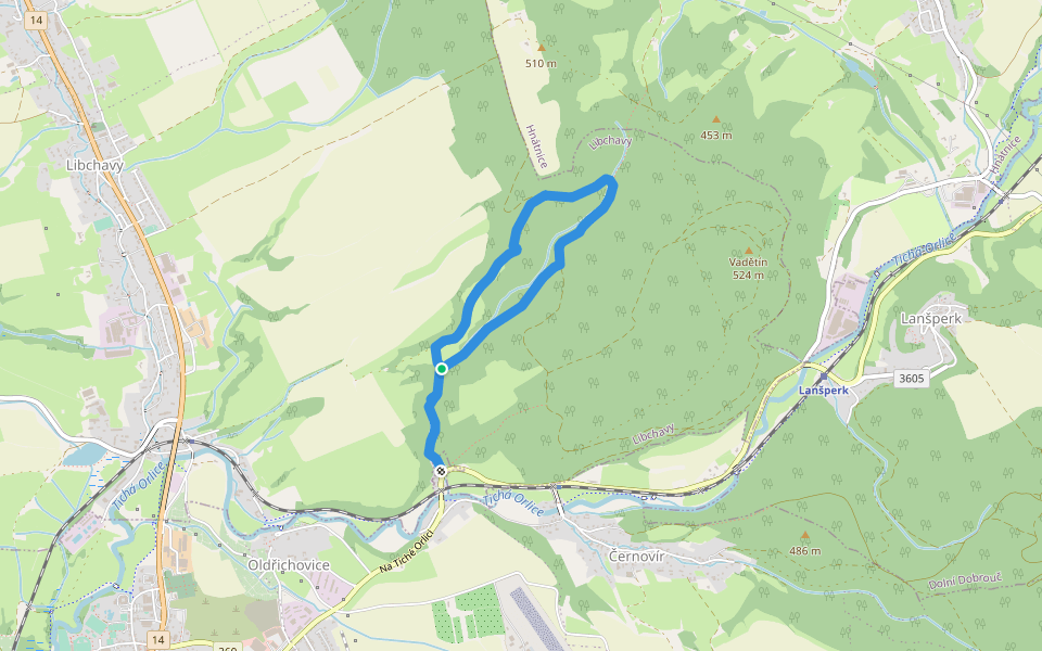 NS Údolím Sejfů walking route map in Libchavy