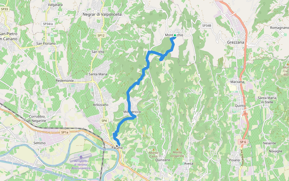 Parona - Montecchio walking route map in Montecchio