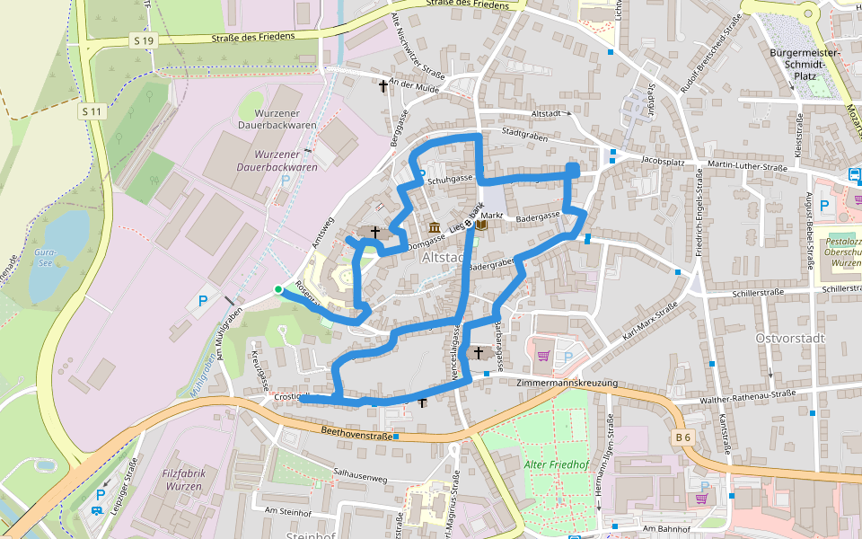 Ringelnatzpfad walking route map in Wurzen