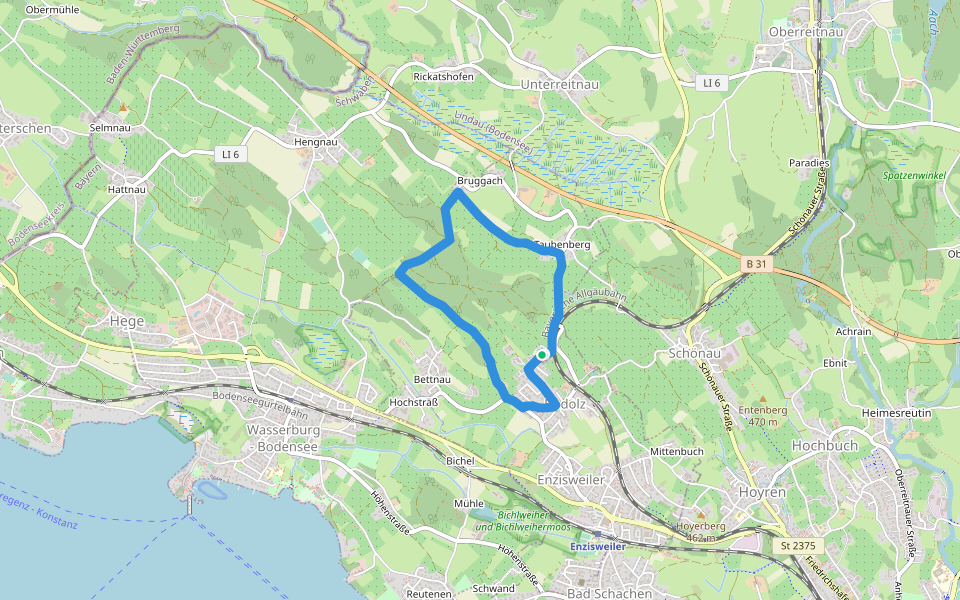 Nordic-Walking Bayerischer Bodensee Bodolz R16 : Taubenberg Runde walking route map in Bodolz