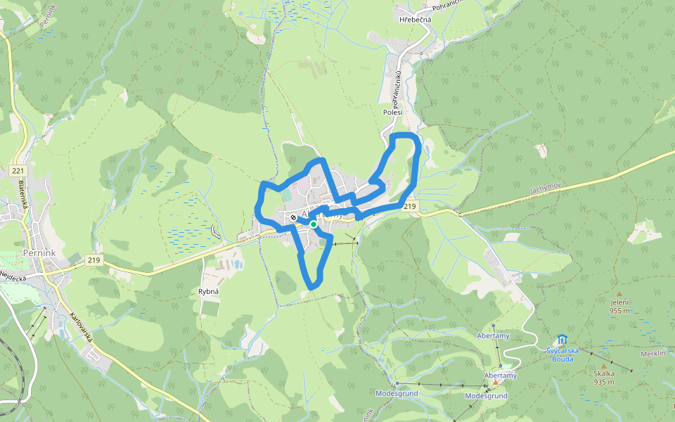 NS 17 Abertamských zastavení walking route map in Abertamy